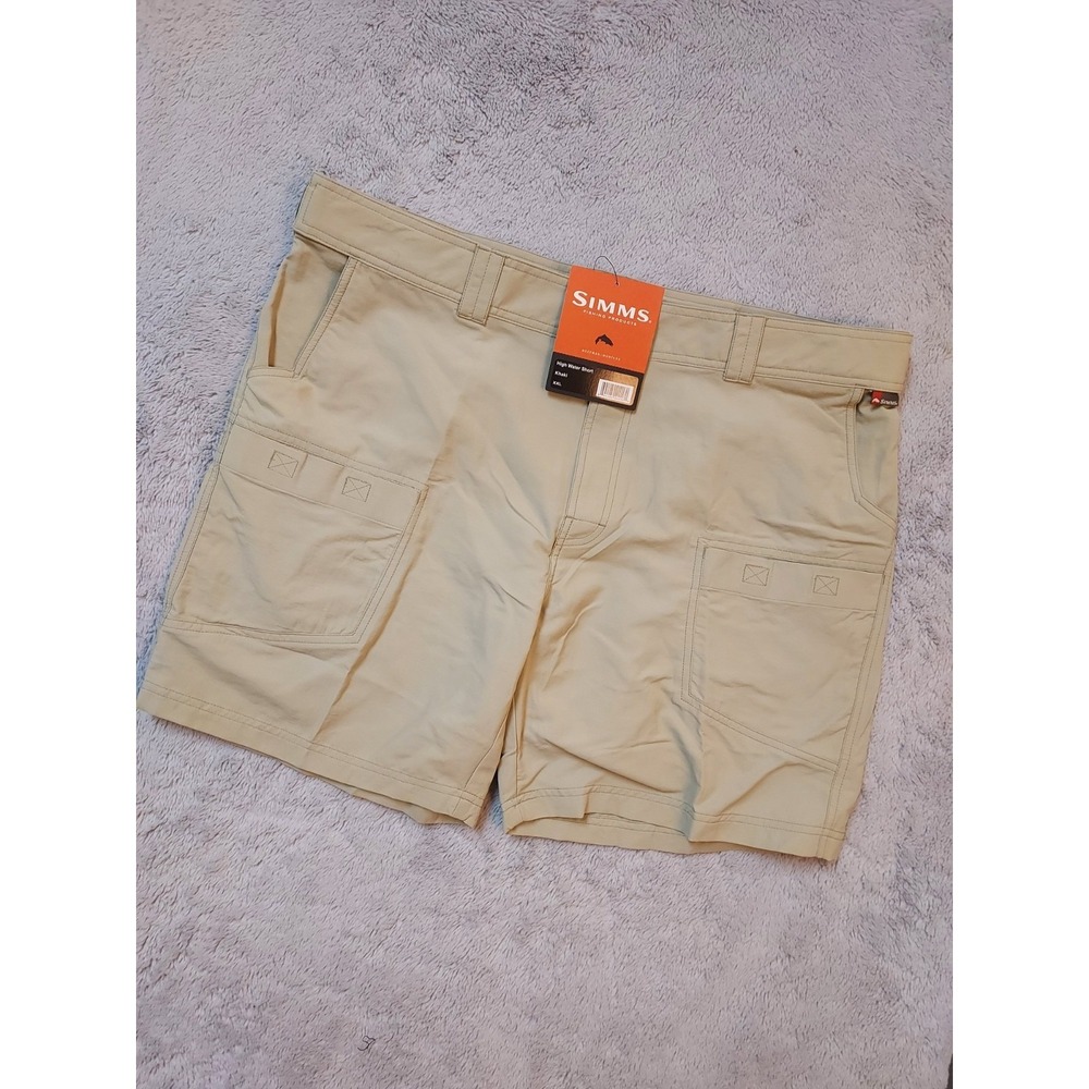 NEW Simms Shorts Men 2XL XXL High Water Short Khaki Cargo Fishing Adjustable NWT